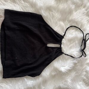 Forever 21 Black Ribbed Halter Camisole